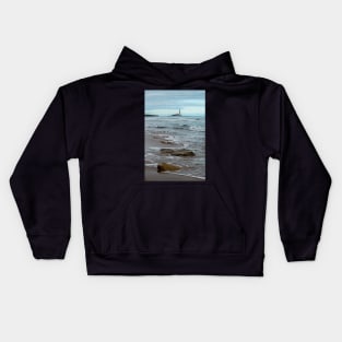 St marys lighthouse whitley bay from the beach Kids Hoodie